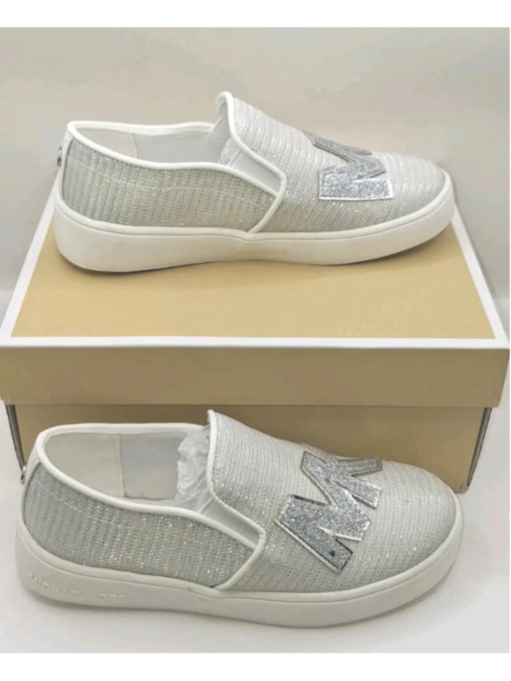 Michael KORS girls Jem Rachel2 Shoes Size Kids 13 Color White And Silver - Picture 1 of 6